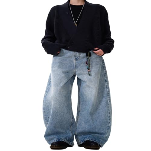 Men's Jeans Vintage Washed Denim Pants Loose Fit Trouser for Men2