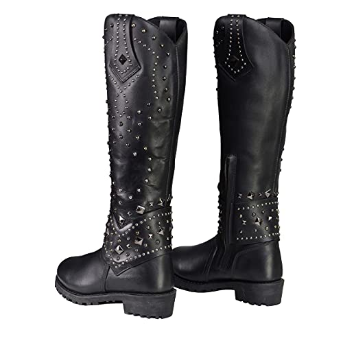 Milwaukee Leather MBL9371 Women's Black 18-Inch Leather Studded and Riveted Western Style Motorcycle Boots - 10 by Milwaukee Leather - Image 7