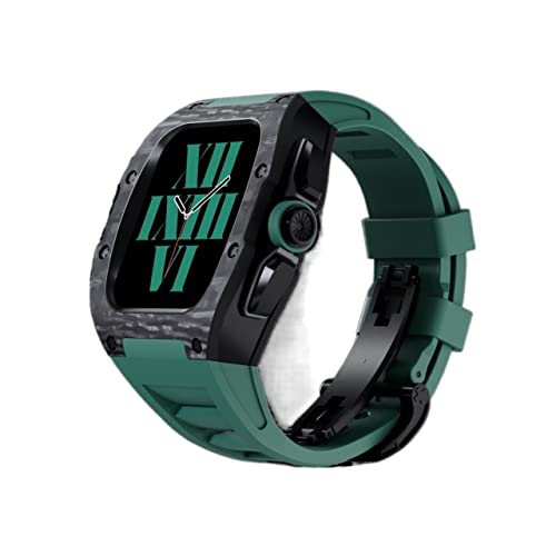 Kit modification Apple Watch 44/45mm en fibre de carbone et bracelet fluororubber