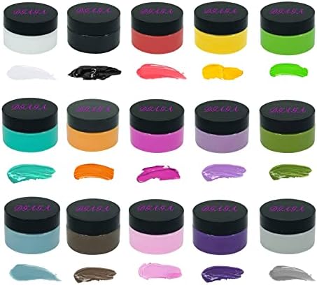 DGAGA 15 Colors Chalk Paste Sets for Stencils, DIY Chalk Craft Paint Kit Art Supplies painting on Home Decor Wood Furniture Chalkboard Fabric Screen Printing Ink 40ml per Jar