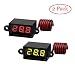 Produktbild Jolicobo 2 Stück wasserdichte Mini Digital LED Voltmeter Anzeige 3-30 V DC 2 Draht Messgerät mit Verpolungsschutz und präziser Druckmessung Rot, Gelb