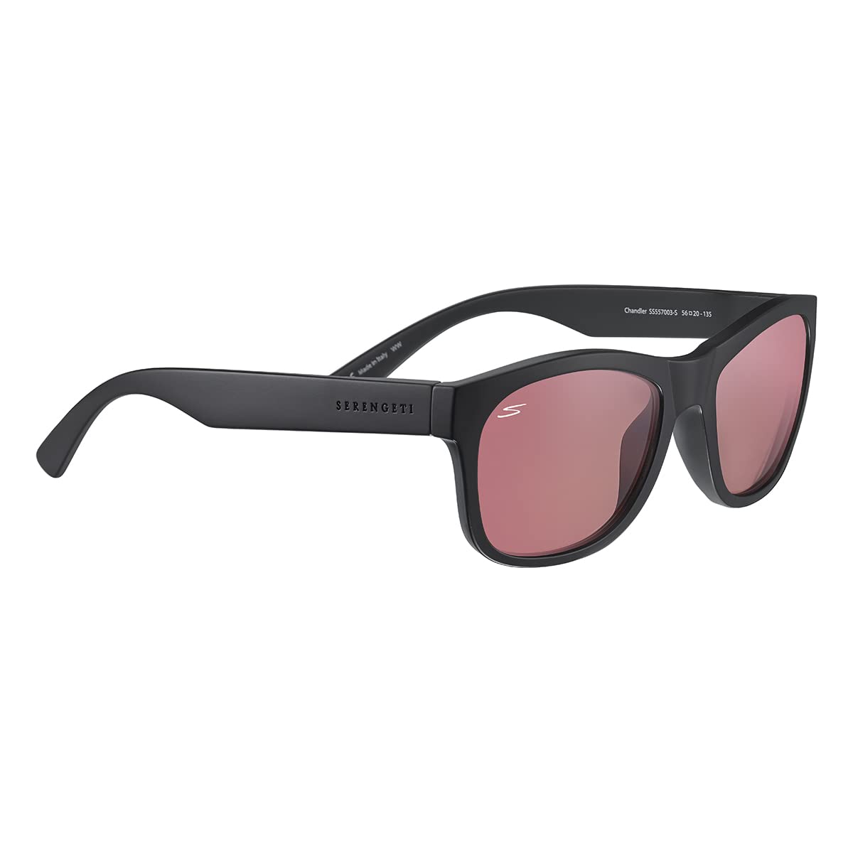 Serengeti Unisex Matte Black Chandler Glasses, M Adult