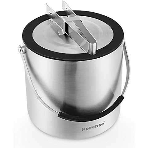 Rorence Edelstahl-Eiskübel: 2,8 l doppelwandiger, isolierter Champagner-Eimer mit luftdichtem Deckel und Eiszange Cover