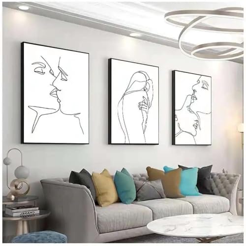 Peinture sur toile de personnage minimaliste pour sublimer la décoration de salon moderne