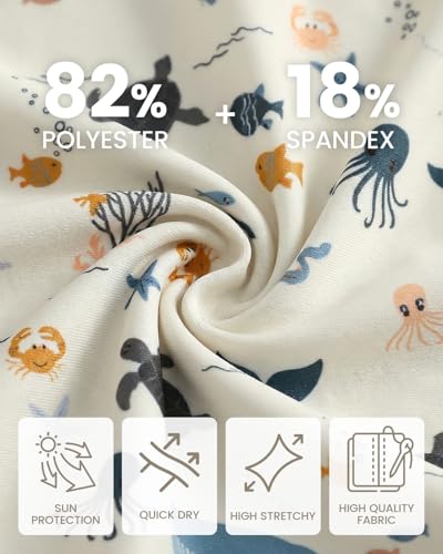 JiAmy Langarm UV Badebekleidung Baby Junge Badeanzug mit Hut Badeanzug Baby Kinder Schwimmanzug 9-12 Monate Beige