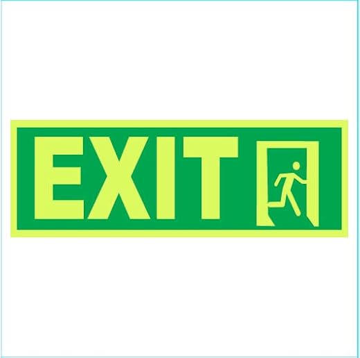 Exit Way Right Glow Sign Emergency fire Safety Radium Night Light illuminations PVC Waterproof Sign Sticker | Wall Stickers