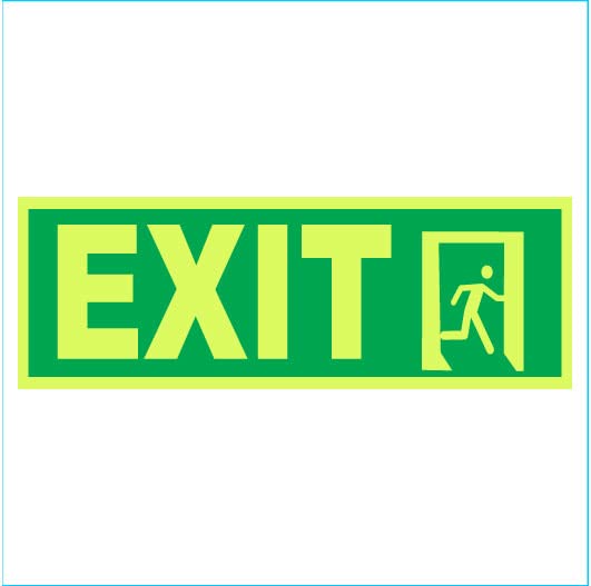 Exit Way Right Glow Sign Emergency fire Safety Radium Night Light illuminations PVC Waterproof Sign Sticker | Wall Stickers