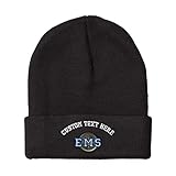 Custom Beanies for Men EMS Paramedic Bike Patrol Embroidery Police Officer EMS Winter Hats for Women Acrylic Skull Cap 1 Size Black Personalized Text Here