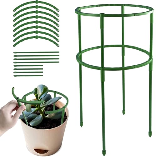 Plant Support Stakes, Upgrate Double-deck Spliceable Round Plant Support Ring, Garden Flower Support Plant Support Stake for Potted Plants, Tomato, Hydrangea, Indoor Plant Stake