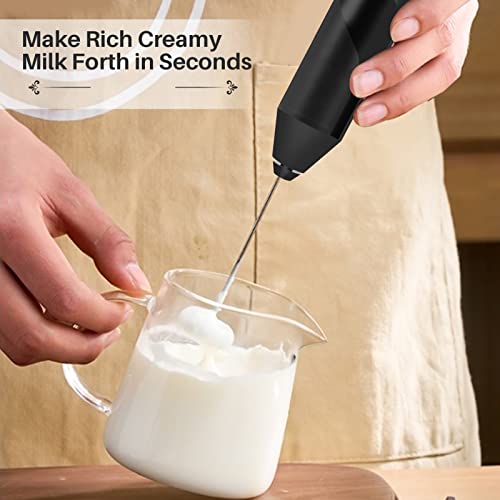 Hoocen Milk Frother For Coffee Frother, Electric Whisk Drink Mixer Handheld Frother Battery Powered, Milk Foamer, Mini Mixer And Coffee Blender Frother For Latte Matcha Cappuccino, No Stand Black #TOP2