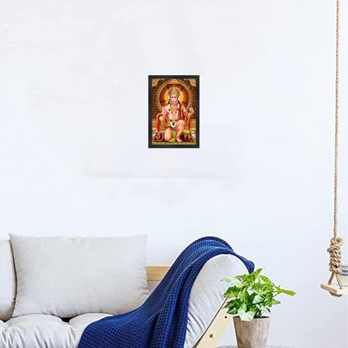 Image of Hanuman Ji hanumanji Photo Frame, Black, Sparkle Coated Laminations, 14x20 Inch 2304