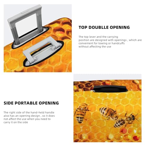 Travel Luggage Cover Protector - Bees On Hive Honeycomb Washable Suitcase Covers For 18-32 Inch Luggage3