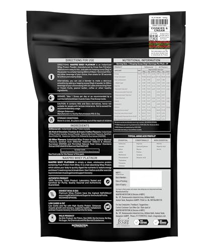 Image of NAKPRO NUTRITION Platinum Whey Protein Isolate | 1kg Cookies & Cream | 28g Protein| Trustified Certified