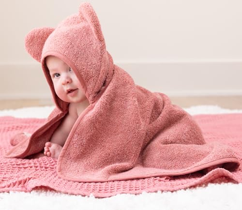 Image of Bella Tunno Baby Bath Towel and Wash Mitt Set - Soft Absorbent Hooded Towels and Mitt-Style Baby Washcloths, Oeko-TEX Certified (Watermelon)