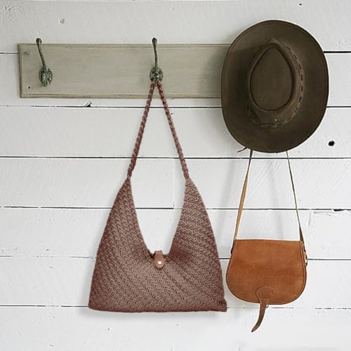 Image of ACRNIGHEET Beach Bag Crochet Kit for Beginners Brown Crochet Bag Making Kit for Women Knitting Supplies Kits DIY Craft Kits for Adults with Video Guide Tutorial Boho Style Gift Ideas