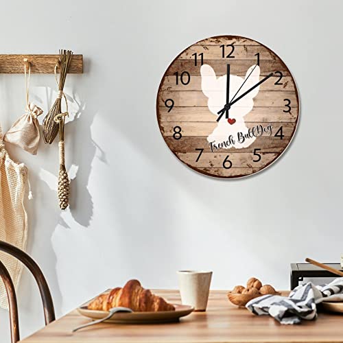 Horloge murale bouledogue français en bois rustique vintage de 38 cm - 6
