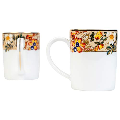 Image of Dankotuwa Luxury Porcelain 24k Gold Coffee Mugs | Tea Cups. Vegan | Scratch Resistant | Hard Chip Resistant. Dishwasher Safe. Set of 2 (250 ml)