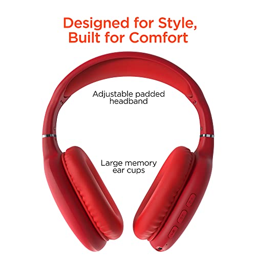 Hypergear Bluetooth Wireless Headphones With Built-In Mic & Controls, Over Ear Noise Isolating Fit Headphones & Memory Foam Ear Cup + Quick Paring For Travel, Home Office, Online & More [Red] 15612 #TOP6