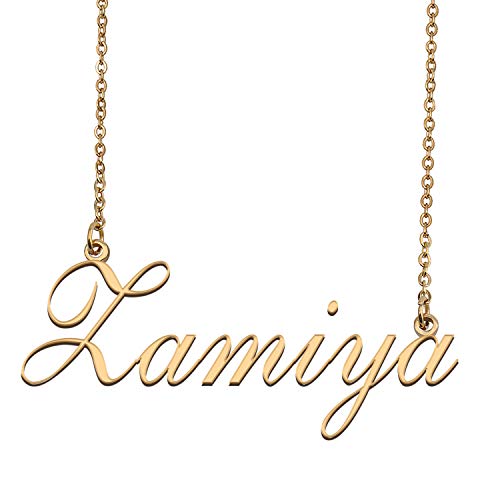 HUAN XUN Custom Personalized Name Necklace in Golden Silver for Women Zamiya