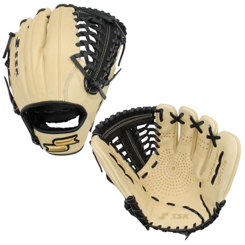 SSK Z5 Craftsman Infield Baseball Glove 11.25 - 11.5 - 11.75 - 12 Right & Left Hand Throw (Camel/Black - Modified Trapeze 11.75 - Right Hand Throw)
