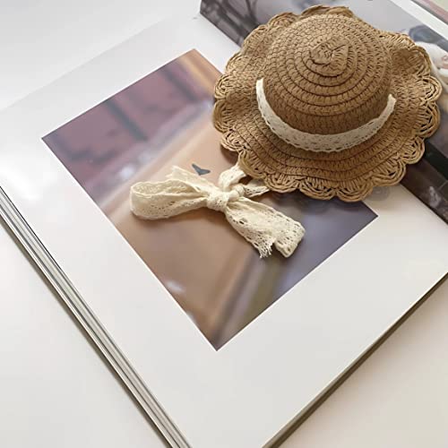 Ego Echo 2 Pieces Mexican Dog Cat Shade Straw Hat Suitable For Pet Children's Dolls (Khaki&Beige) #TOP6