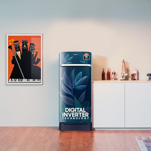 Samsung 189 L, 5 Star, Digital Inverter, Direct-Cool Single Door Refrigerator (RR21D2H259U/HL, Paradise Bloom Blue, Base Stand Drawer) - Image 3