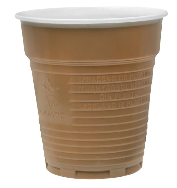 Monouso | 100 Vaso de Plástico PS Bicolor 165 ml Ø7,0cm | Compatible con Máquinas de Vending | Ideal para Café, Infusiones y Servicios de Alta Rotación | Pack de 100 unidades