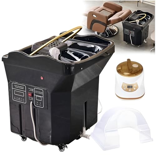 Equipo Japonés De Spa Para Cabeza Con Tanque De Agua De 60 L,Lavabo Termostático Portátil Con Circulación De Agua Para Champú,Mejora La Experiencia De Lavado De Cabeza Para Estilistas(Black,Set2)