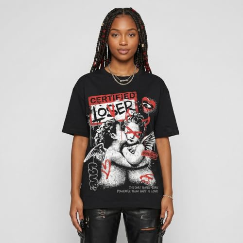 Image of DopeSkill Graphic Tee Streetwear Hip Hop Hypebeast Street Style Crew Neck Unisex T-Shirt Sneaker Colour Matching Shirts Angel