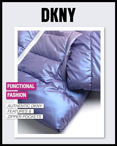 DKNY Girls' Puffer Winter Coat - Full Zip Quilted Bubble Outerwear - Insulated Hooded Winter Jackets for Girls (Sizes: 7-16)4