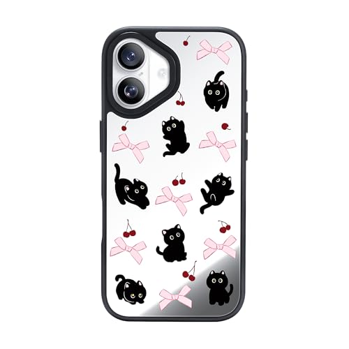 Coque iPhone 17 chat noir miroir cadeau idéal pour femmes et filles