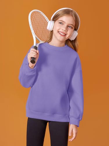 Image of Haloumoning Girls Oversized Crewneck Sweatshirts Kids Fleece Pullover Tops