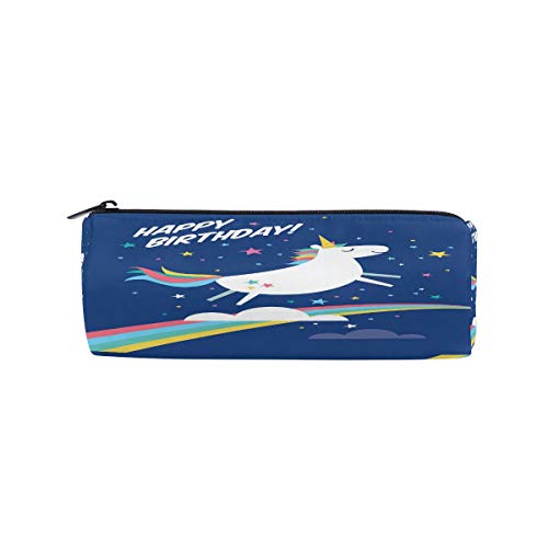 Unicorn anniversaire crayon Pen Sac Coque, cheval arc-en-ciel Student Bureau College Middle High School Sac de maquillage cosmétique Organiseur Boîte étui de rangement Cover
