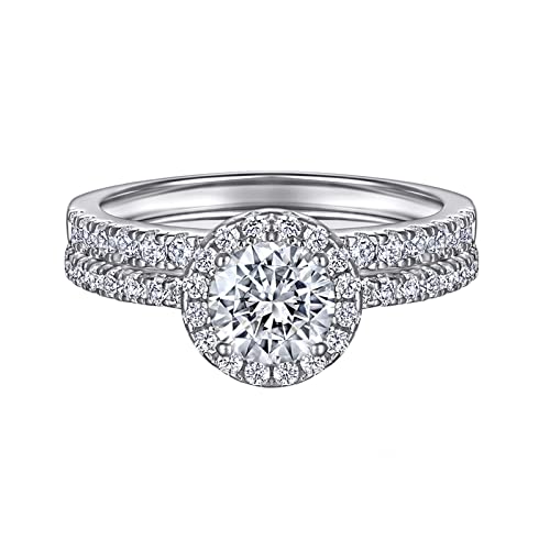 Bagues femme en argent a offrir pour un mariage avec halo de zircone 6mm brillant