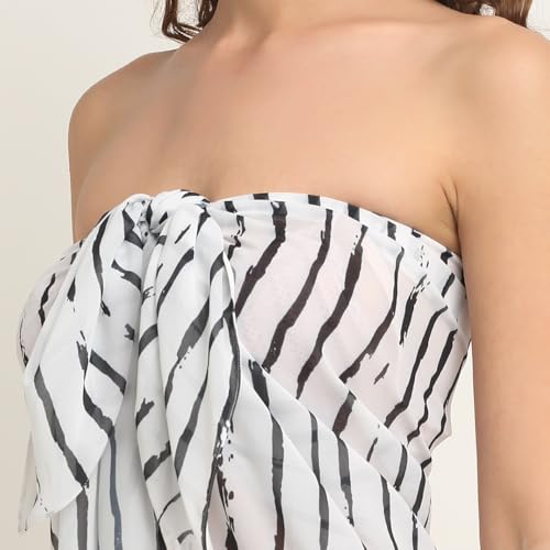 Image of EROTISSCH Women's Poly Georgette One-Piece Swimsuit Cover-Up Sarong, Made of 100% Polyester, Quick-Dry, Lightweight Beachwear for Girls with Adjustable Halter Neck, Suitable for Beach,Resort&Pool