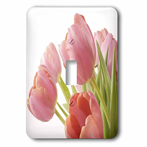 Interrupteur à baïonnette 3dRose tulipes roses pour rénover un mur blanc