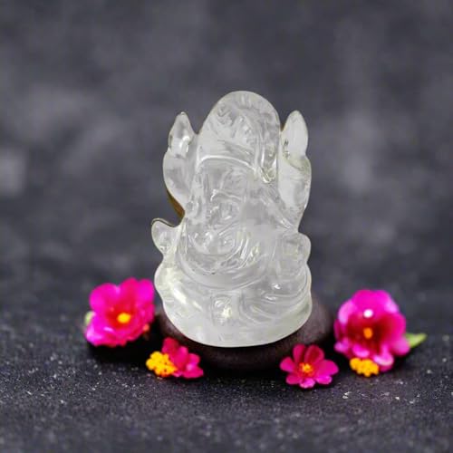 Image of Soulwise Clear Quartz Ganesha Idol - Hand-Carved 2-Inch Crystal Ganesha Statue for Clarity Positivity and Spiritual Energy