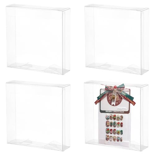 BENECREAT 30PCS PVC Caja Plegable Cajita Plástica 10x10x3cm Envase Transparente de Regalo...