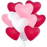 4E's Novelty 36 Pack Latex Heart Shaped Balloons 10 inch With Ribbon - Pink White Red Heart Balloons, Valentines Day Balloons, for Marriage Proposal & Valentines Day Decorations & Wedding Party