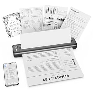 Rongta Thermal Portable Printer Wireless for Travel, F81 Inkless Bluetooth Printer Support A4 & US Letter Size, Compatible with Android iOS App Phone Mac Windows Laptop for Home & Office (Grey)