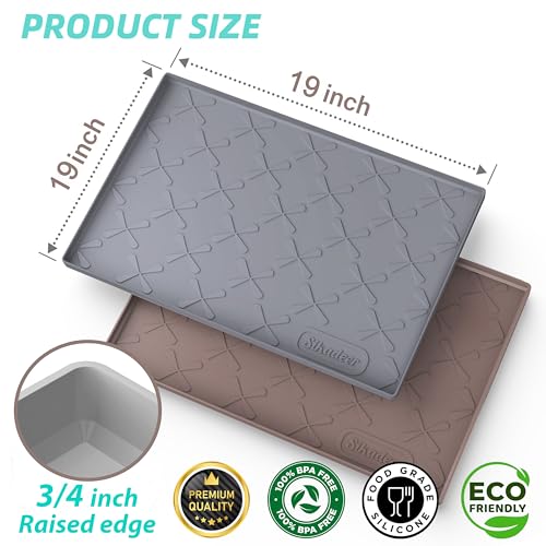 SIKADEER 19" x 19" Under Sink Mat Waterproof, Silicone Mat Kitchen Drawer Shelf and Cabinet Liner, Sink Protector for Kitchen Organizers and Storage, Boot Tray Pet Food Mats