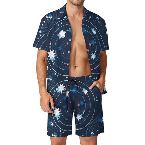 Chemise Hawaïenne Homme Ensemble Short de Plage Pantalon Été Galaxie S