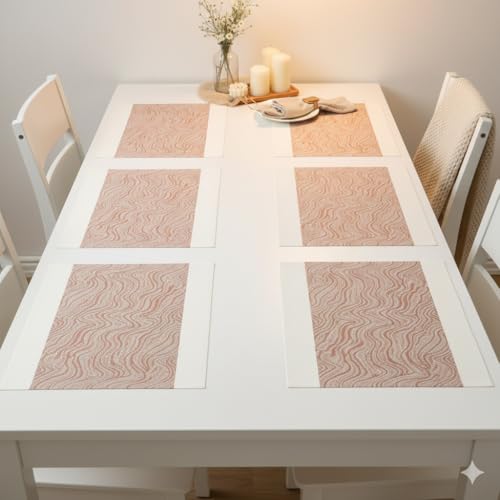 Image of YELONA Placemats Set of 6, Heat-Resistant Woven Vinyl Table Mats, Non-Slip & Washable Dining Tablemats for Kitchen & Dinner Decor, Walnut Brown (45cm x 30cm)