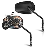 Motorcycle Mirrors, Long Stem Black Handlebar Side Mirrors Compatible with Harley Sportster Road King Street Electra Glide Dyna Softail Road Glide 1982-2025(Black)
