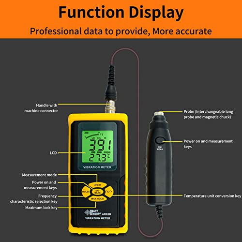 Vibration Meter AR63B Handheld Vibration Sensor Meter High Accuracy