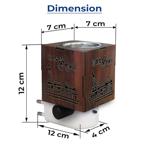 Image of Wooden Kapoor Dani Electrical Camphor Burner Diffuser with 10 Mantra Sound for Home /LED Light /Volume Control /Mantra Change Button and Direct Plug with On /Off Switch for Heating