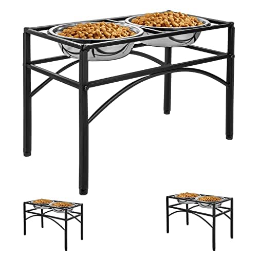 Raised Dog Bowls Elevated Pet Feeder With Two Stainless Steel Bowls Dog Bowl Stand High Dog Bowl Stand For Large Dogs Pet Bowl Stand Elevated Pet Feeder Dishes (Large Size)