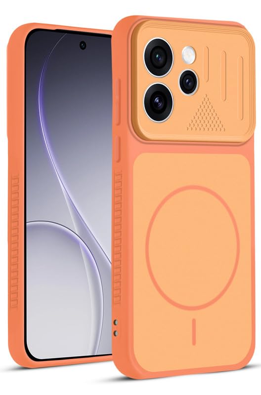 Mr. Case Back Cover for Oppo Reno 15 Pro Mini 5G | Ring Design Protective Case with Camera Cut Protection | Anti Slip Grip | Shockproof Mobile Cover - Orange-image-23