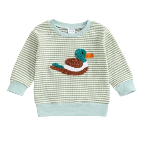 Image of Toddler Baby Boy Girl Sweatshirt Sweater Long Sleeve Crewneck Waffle Knit Outfit Pullover Tops Fall Winter Clothes