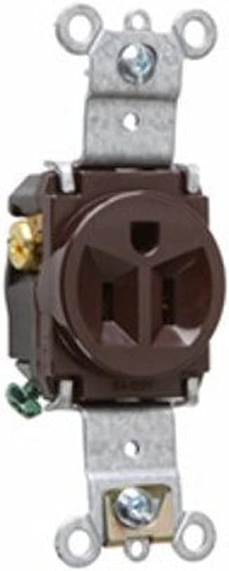 Legrand Pass & Seymour 5261 15 Amp 125V Heavy-Duty Specification Grade Single Receptacle Outlet, Back and Side Wire, Brown (1 Count)